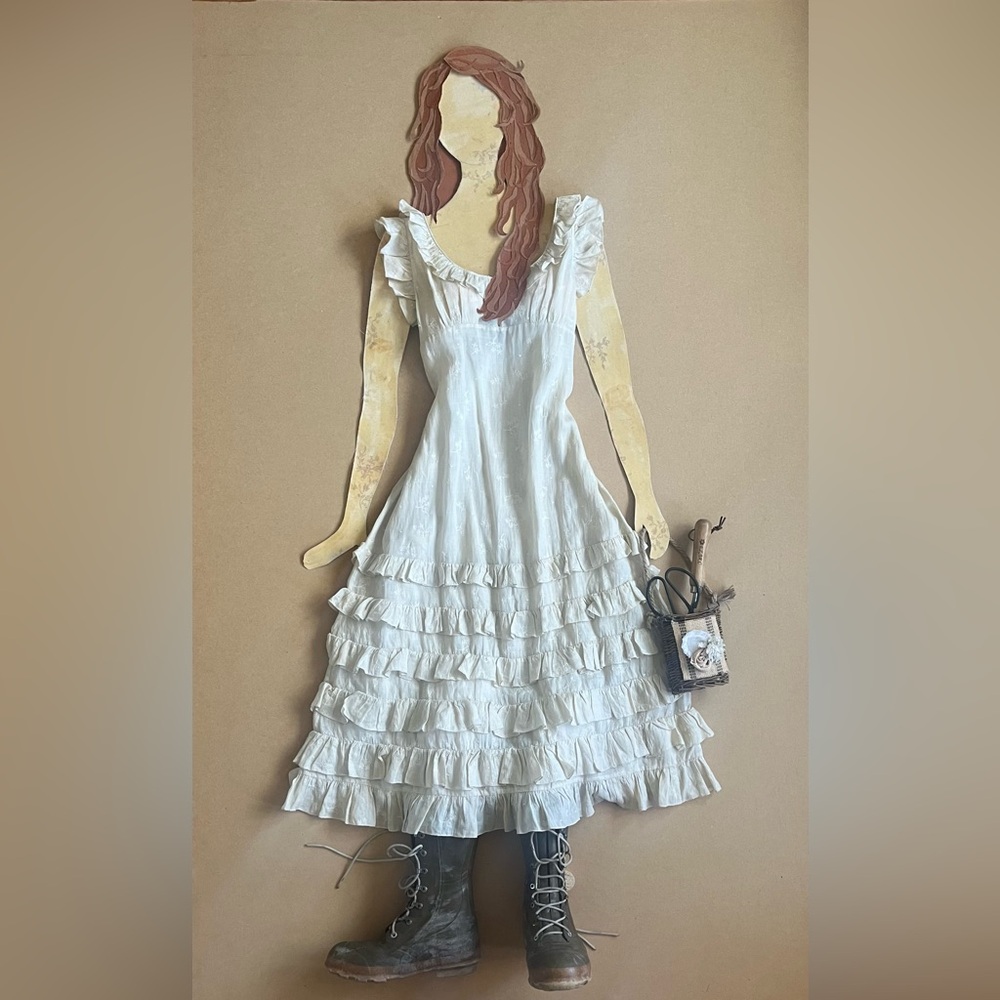 NWT Doen Calla Maxi Ruffle Dress in Dove Size Large